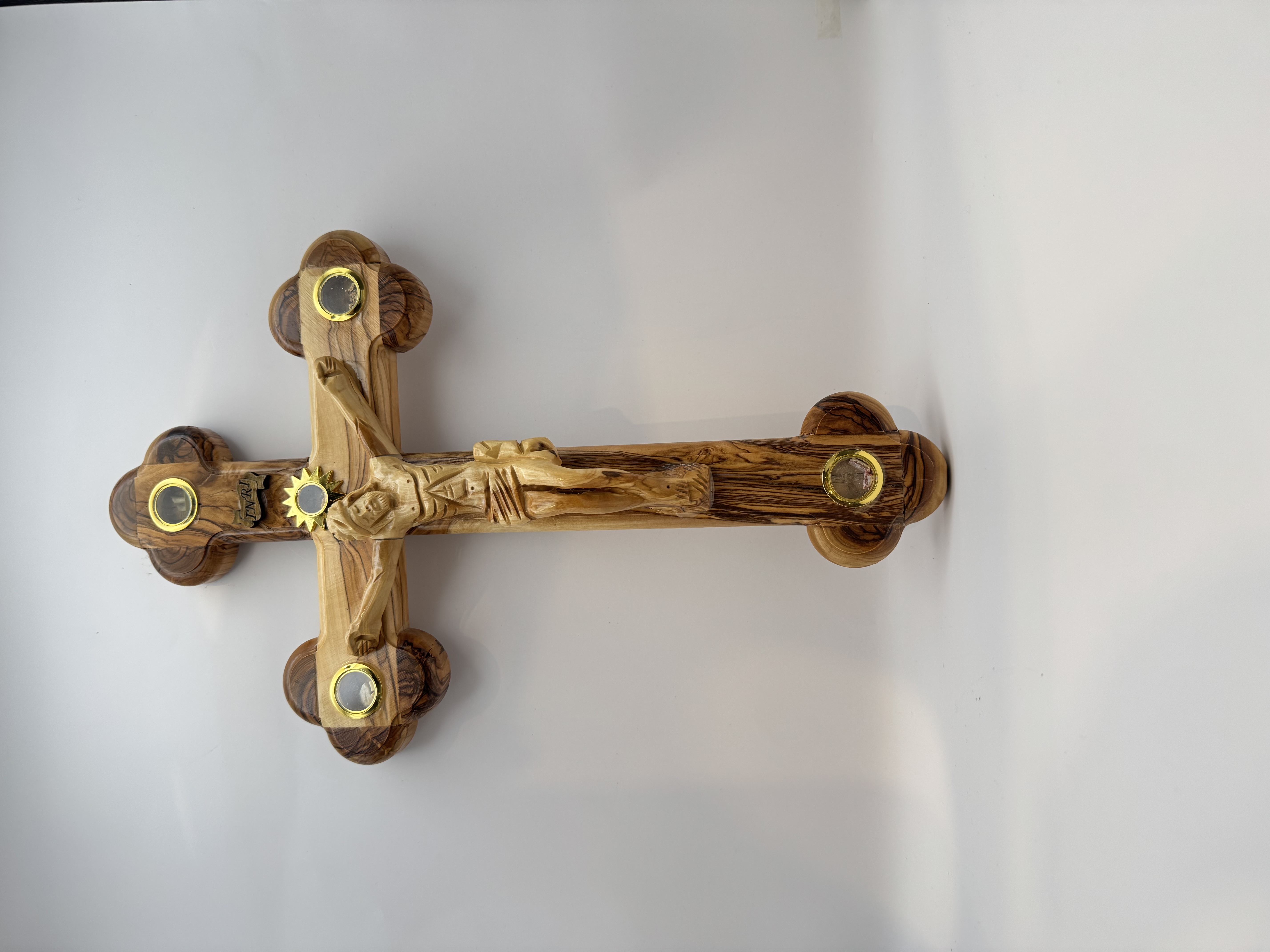 Olive Wood Crucifix with Holy Relics from Jerusalem